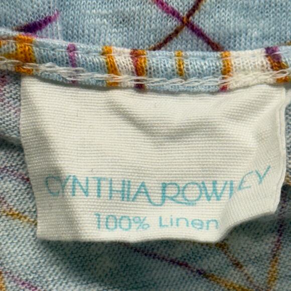 Cynthia Rowley Blue White Floral Linen Sleeveless Top Womens XL Shirt - Picture 4 of 7